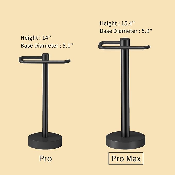 YUMORE Hand Towel Holder Stand Countertop Towel Rack Free Standing Towel Bar Hanger for Bathroom Kitchen Pro Max Matte Black