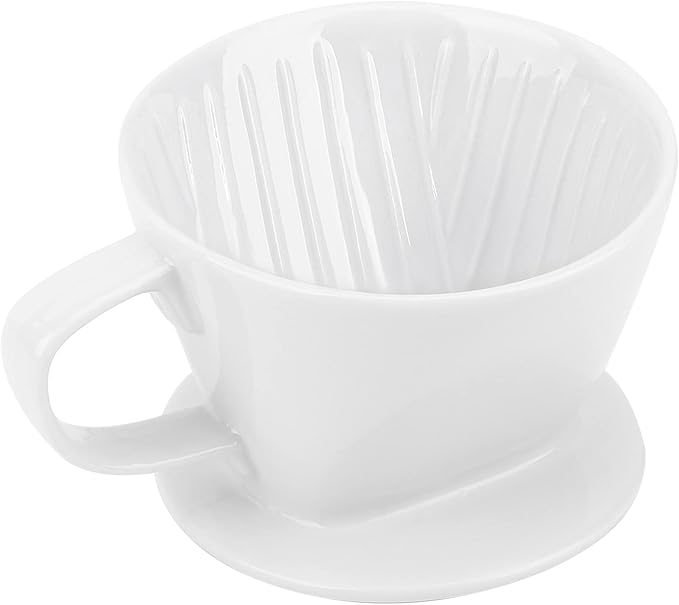 Segarty #2 Pour Over Coffee Maker, Single Cup Black Ceramic Coffee Dripper, 1 Set Size No.2 Reusable Filter Cone Drip Holder Slow Brewer with 3 Holes Flat Bottom for Travel, Camping, Office, Home