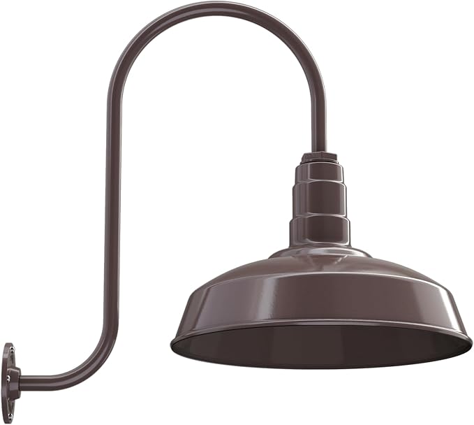 11" Straight Arm Barn Light Outdoor | Farmhouse | Modern Gray/Brass