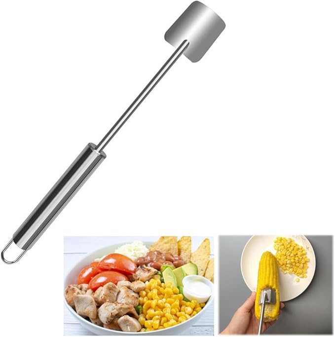 AchNau Corn Peeler for Corn on the Cob,Long Handle Stainless Steel Corn Cob Stripper Tool,Corn Kernel Remover Tool for Home Kitchen (Peeler)