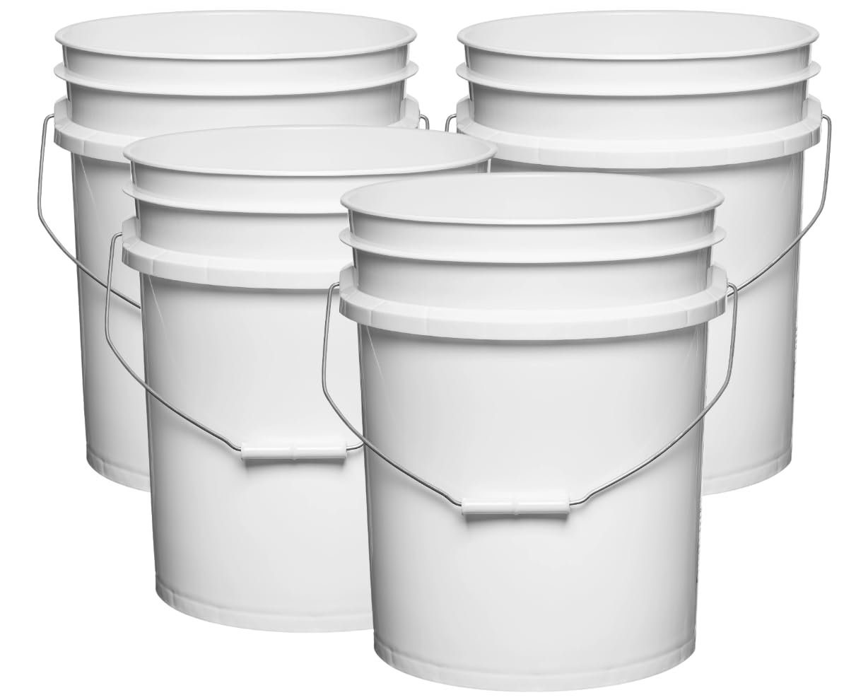 House Naturals 5 Gallon Premium HPDE Plastic Bucket - Made in USA Food Grade Container, BPA Free All Purpose Pail (5, Red)