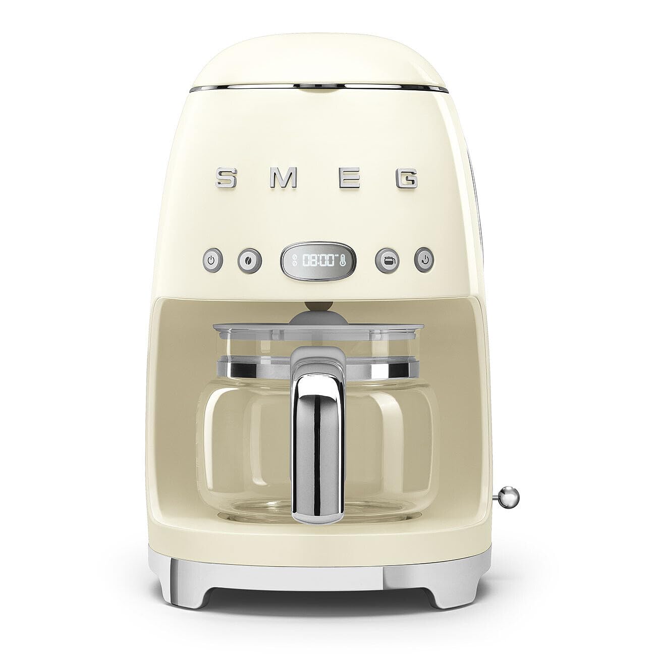 Smeg 50's Retro Style Aesthetic Drip Coffee Machine with 10 Cup Glass Carafe, Auto Start Feature, Keep Warm Plate, and Two Coffee Strength Settings (Grey)