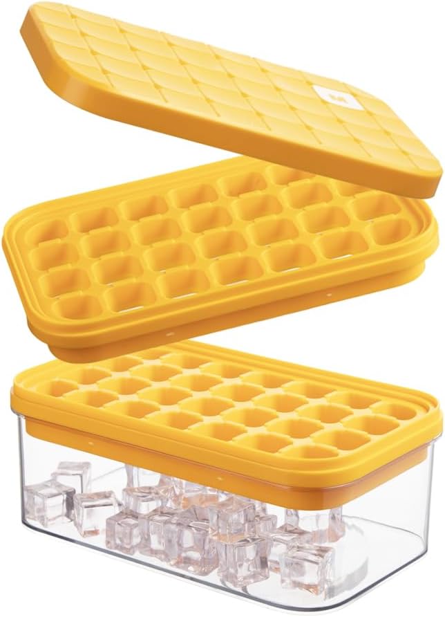 Brigii Ice Cube Tray with Lid & Storage Bin, 56 Cubes Ice Trays for Freezer