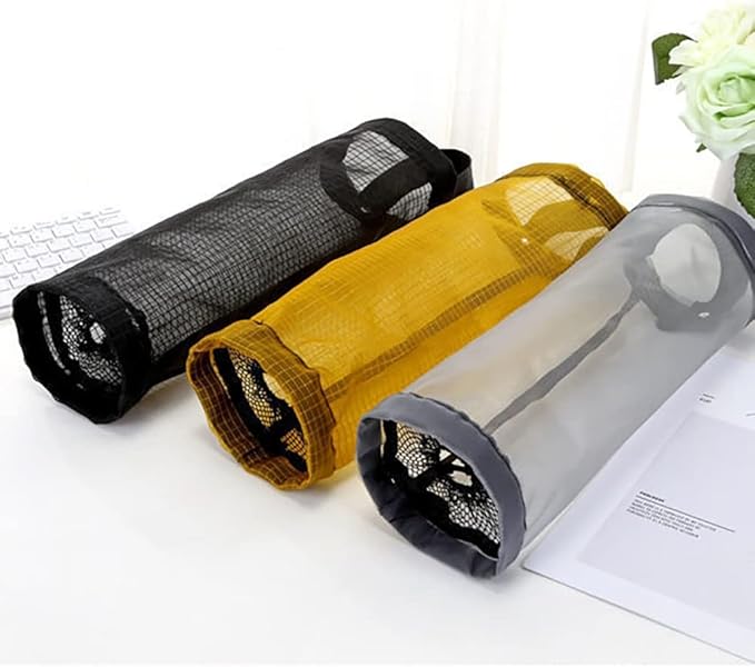 TOGETRUE Plastic Bag Holder, Grocery Bag Holder Mesh Hanging Storage Bag Dispenser (Black 2 Packs)