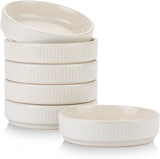 famiware Ceramic Soy Sauce Dish, 4oz Dipping Bowls Set of 6, Smoky Blue