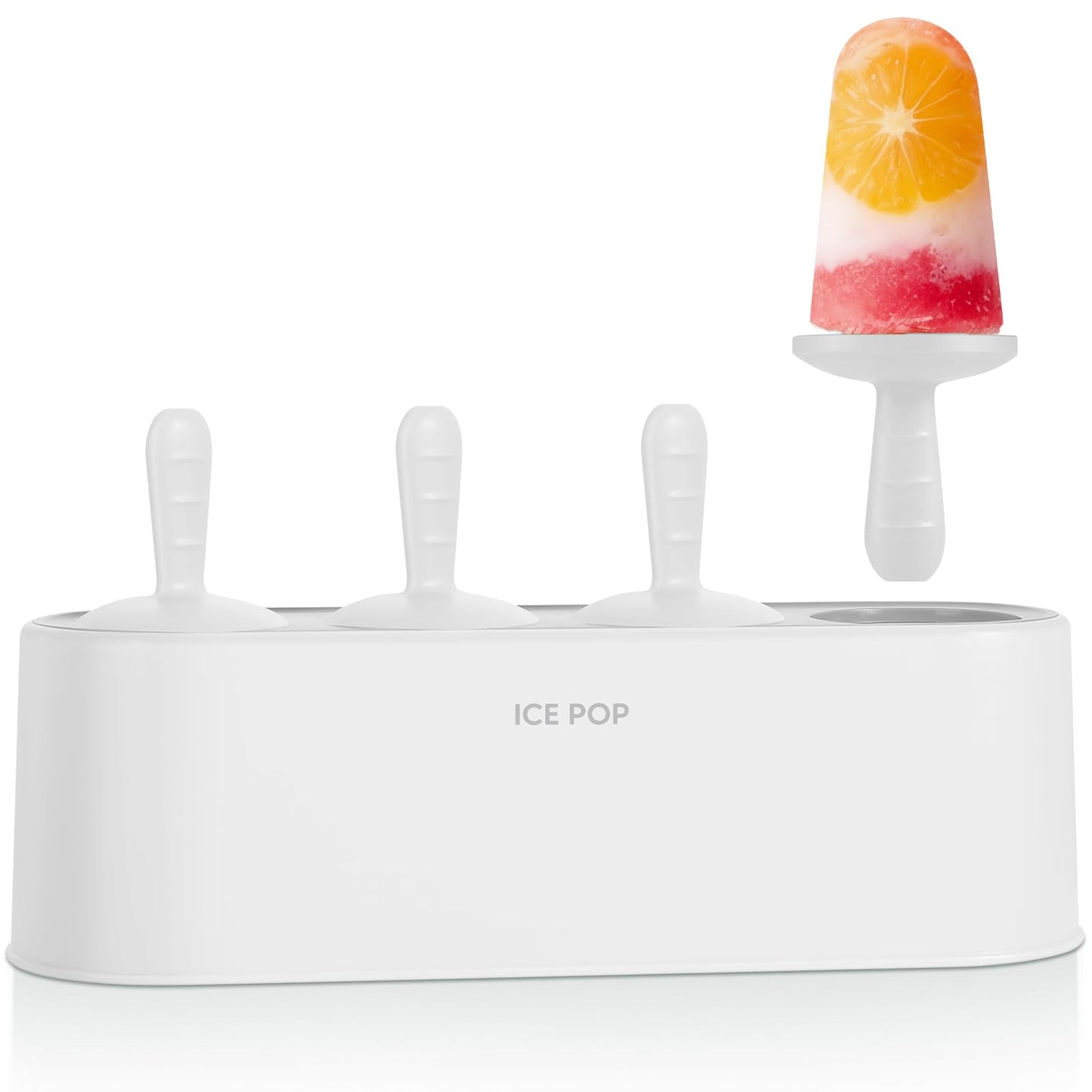 WYOK Popsicle Molds 4-Cavity Silicone Ice Pop Mold (White, Ice World Pops)