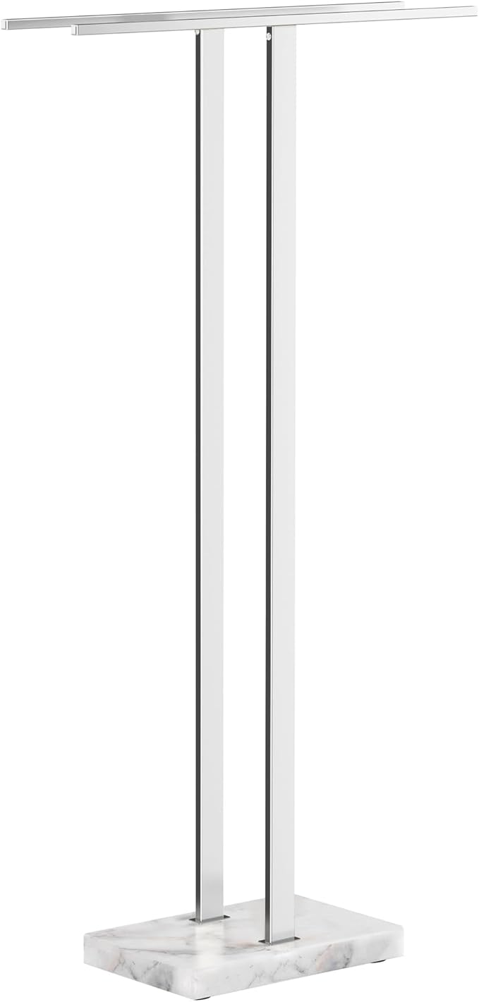 KES Standing Towel Rack with Marble Base, 37" H (Equal Height) Free Standing Towel Racks for Bathroom Floor, Fits Large Bath Towel, 18/8 Stainless Steel Polished Finish, BTH229