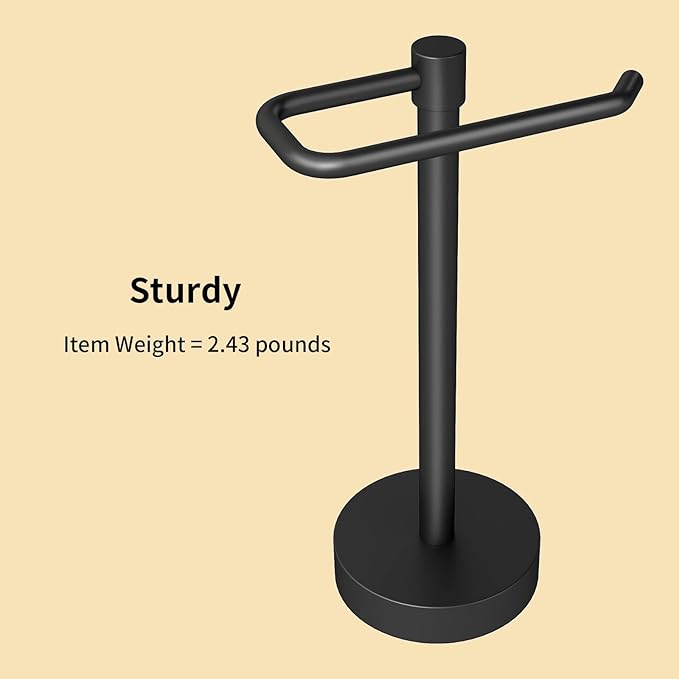 YUMORE Hand Towel Holder Stand Countertop Towel Rack Free Standing Towel Bar Hanger for Bathroom Kitchen Pro Matte Black