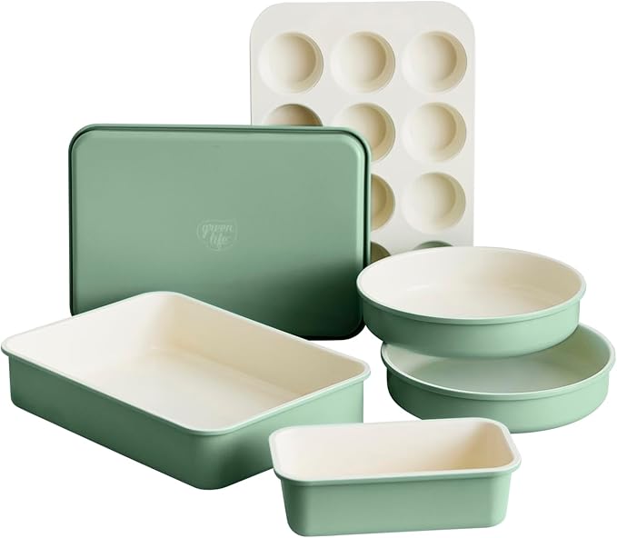 GreenLife 6 Piece Ceramic Nonstick Oven Bakeware Set, Pink