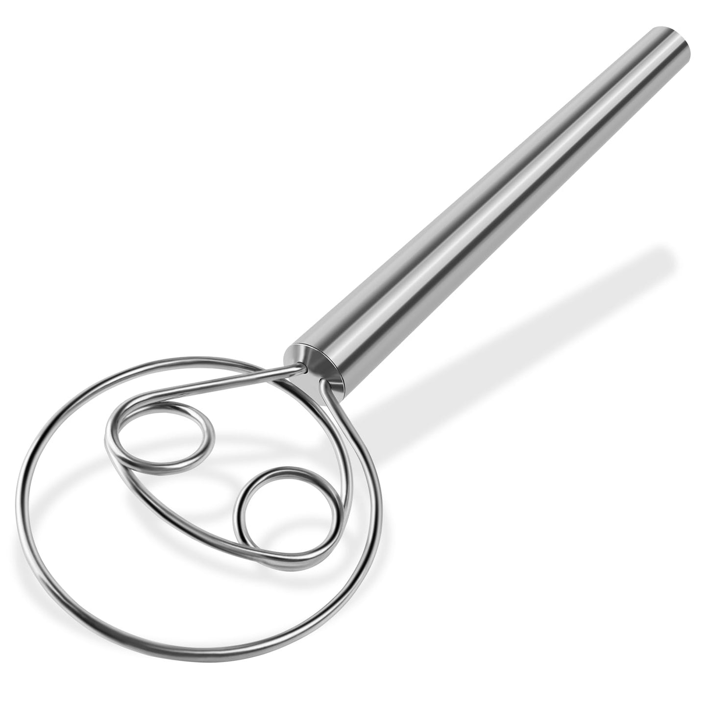 Maxjoy Danish Dough Whisk, Stainless Steel Wood Handle for Sourdough Bread