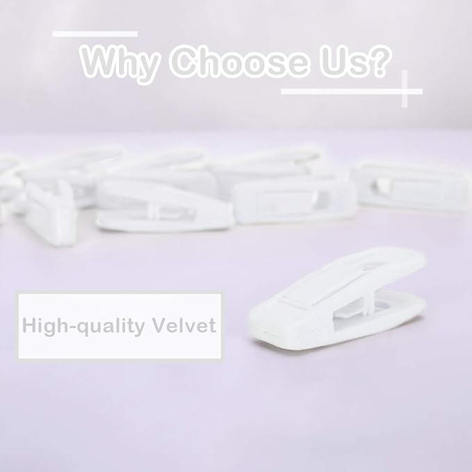 Trgowaul Velvet Hangers Clips, Pants Hangers Velvet Clips, Strong Finger Clips Perfect for Thin Velvet Hangers (60pc, White)