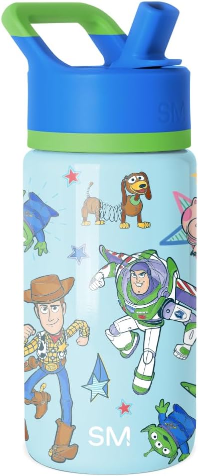 Simple Modern Kids Summit Water Bottle with Straw Lid | Disney Toy Story 14oz Stainless Steel Cup Insulated Tumbler for Boys, Girls, School | Buzz and Woody Adventures