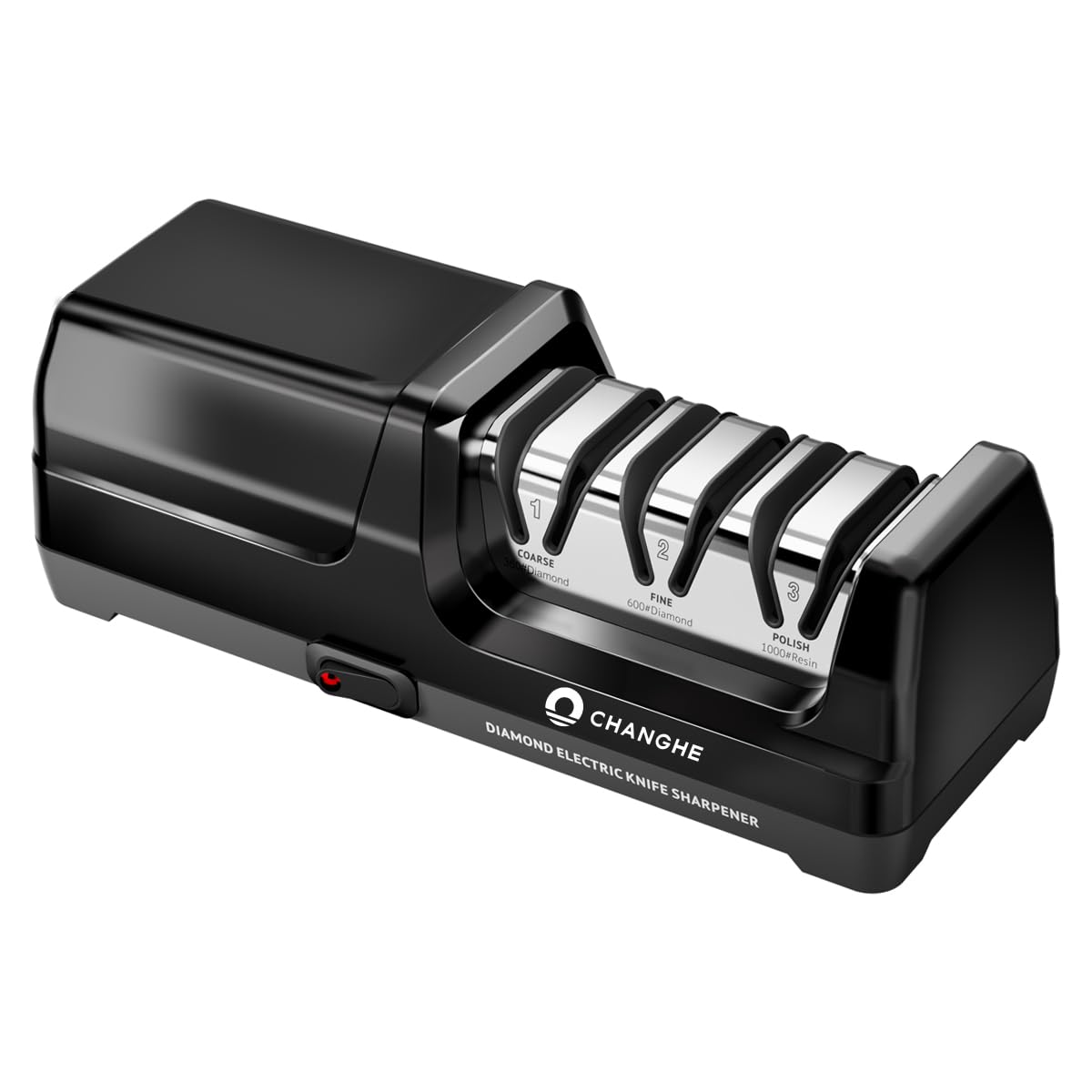 Electric Kitchen Knife Sharpener,3 Stages Diamond Abrasives of 360 Grit,600 Grit and 1000 Grit for Sharpening Stainless Steel Knives and Ceramic Knives, for Kitchens and Restaurants (20° Angle)