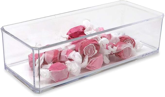 Isaac Jacobs Clear Acrylic Rectangular Stackable Storage Organizer, (9"L x 3.5"W x 2.5"H) Drawer Tray without Lid, Open-Top Organizer, Multi-Functional, Bathroom, Kitchen, Home, Office, Desk, Drawers