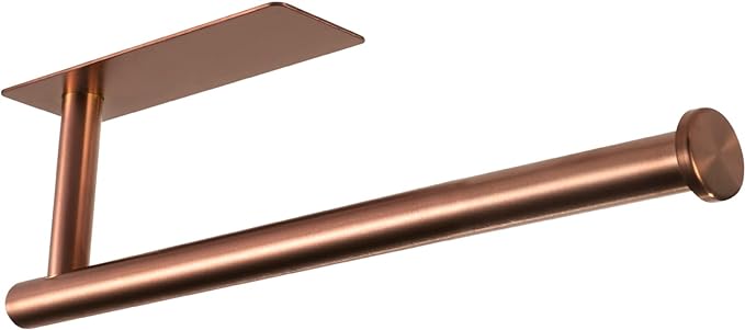 theaoo Rose Gold Paper Towel Holder - Under Cabinet Paper Towel Holder for Kitchen, Adhesive Paper Towel Roll Rack for Bathroom Towel, Wall Mounted Paper Towel Rack, SUS304 Stainless Steel