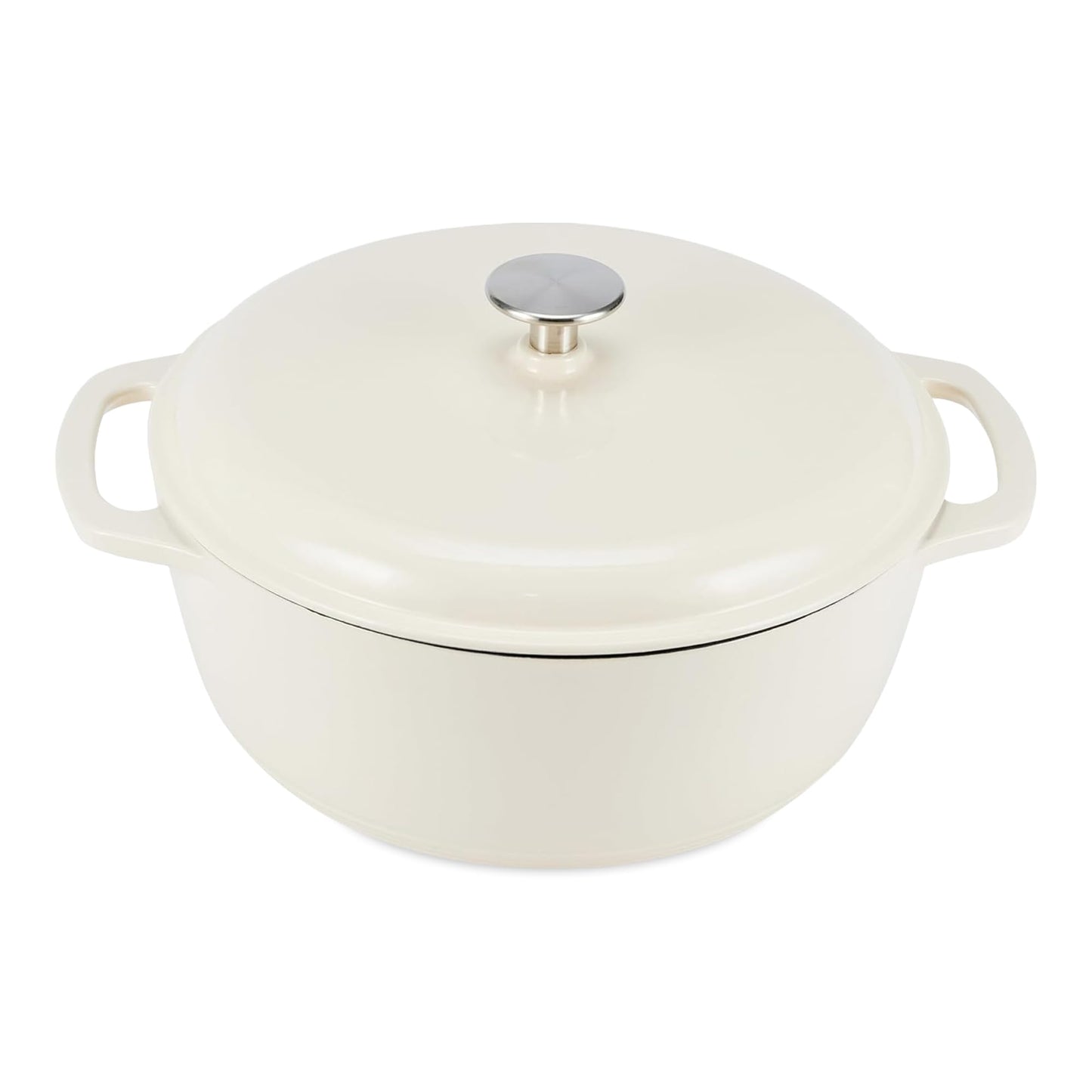 Enameled Cast Iron Dutch Oven Pot with Lid, Round, Dual Handles, Heavy-Duty, Oven Safe for Stews, Roasting, Baking, 6-Quart, Red