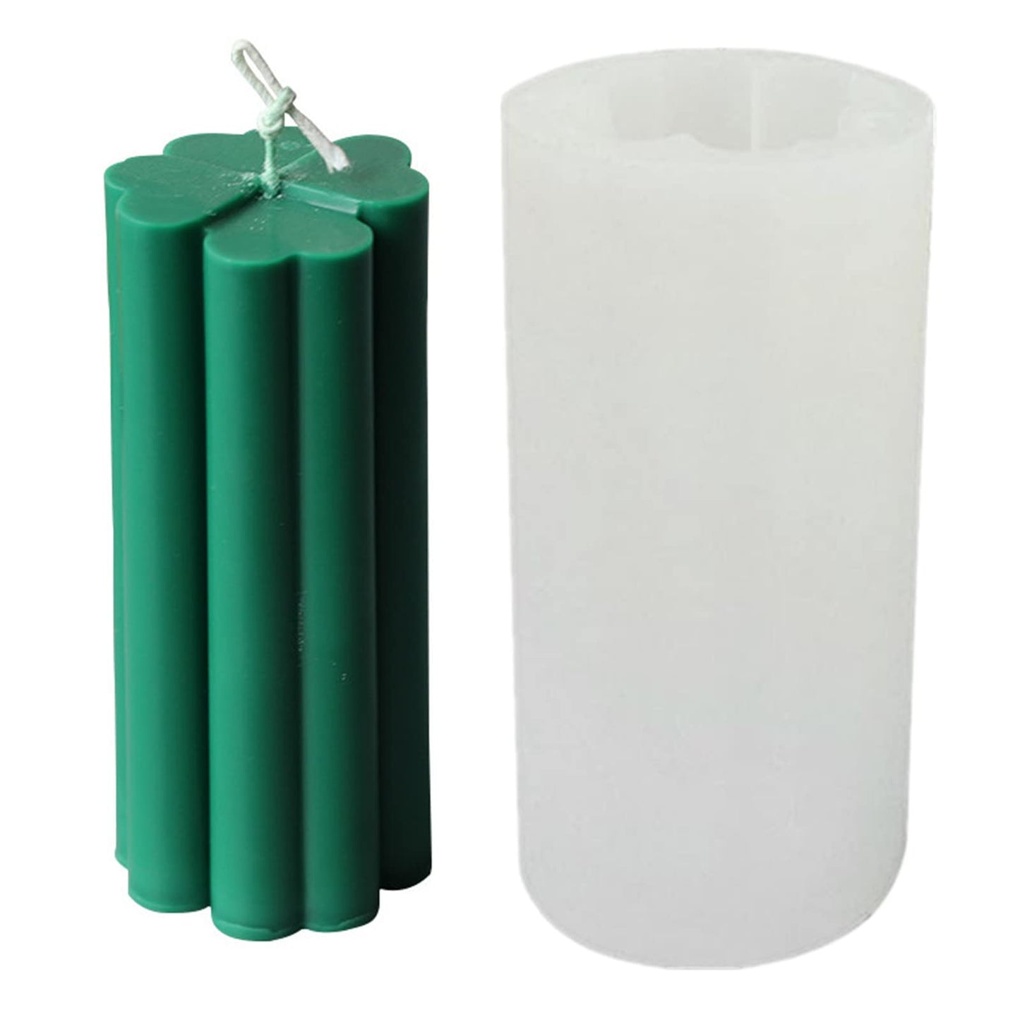 Lines Cylinder Candle Mold 3D Knitting Wool Pillar Silicone Candle Mould Fondant Chocolate Cake Tool for Handmade Soap, Polymer Clay
