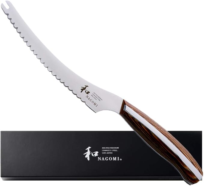 [NAGOMI] 8 inch Serrated Bread Knife, Stainless Steel HRC58 Ultra-sharp Serrated Blade Bread Knife For Homemade Bread | Black Stylish Gift Box