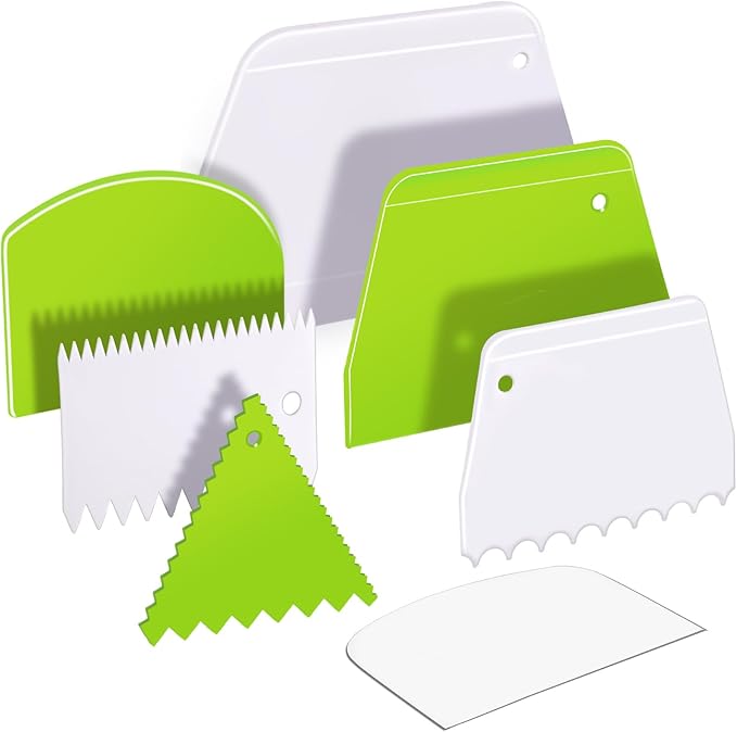 Teenitor Cake Scraper Cake Smoother, 7 Pcs Cake Tools Icing Scraper Cake Scraper Smoother Cake Icing Smoother Tool For Cake Decorating