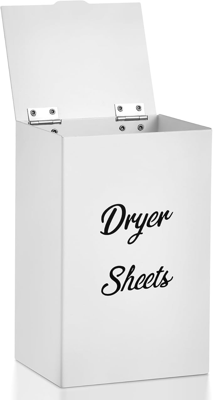 Magnetic Dryer Sheet Holder for Laundry Room Organizition ,Metal Dryer Sheet Container with lid,Dryer Sheet Dispenser,Wall Dryer Sheet Box,Fabric Sheet Holder,Laundry Detergent Sheets Dispenser