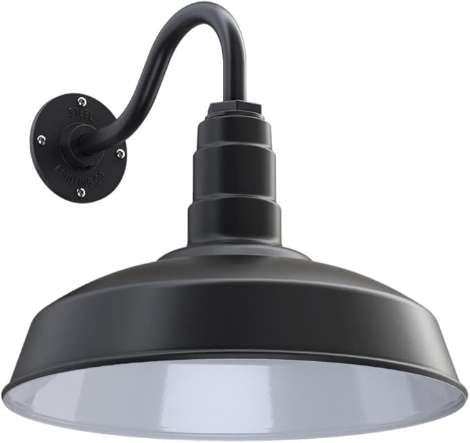 11" Straight Arm Barn Light Outdoor | Farmhouse | Modern Gray/Brass
