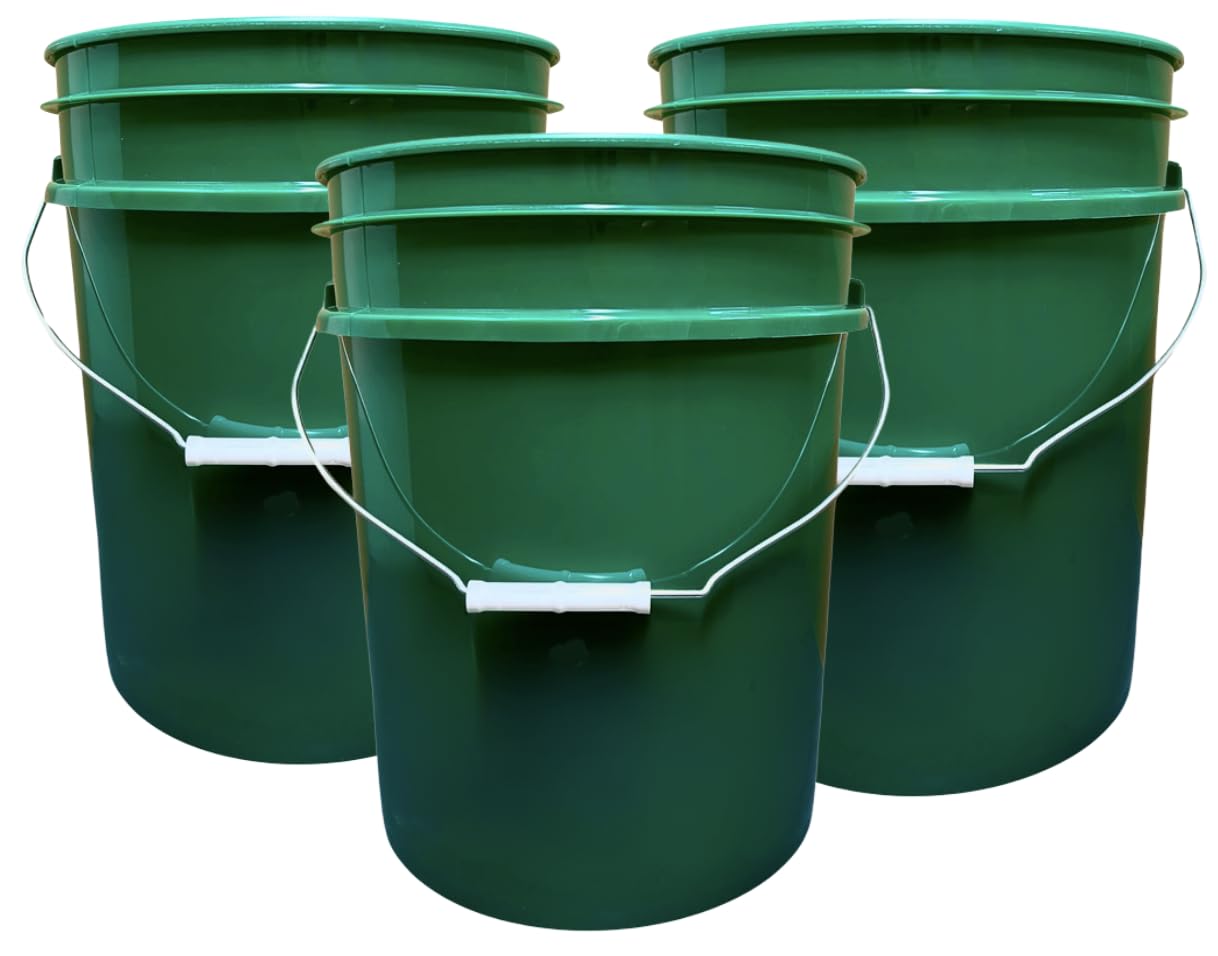 House Naturals 5 Gallon Premium HPDE Plastic Bucket - Made in USA Food Grade Container, BPA Free All Purpose Pail (5, Red)