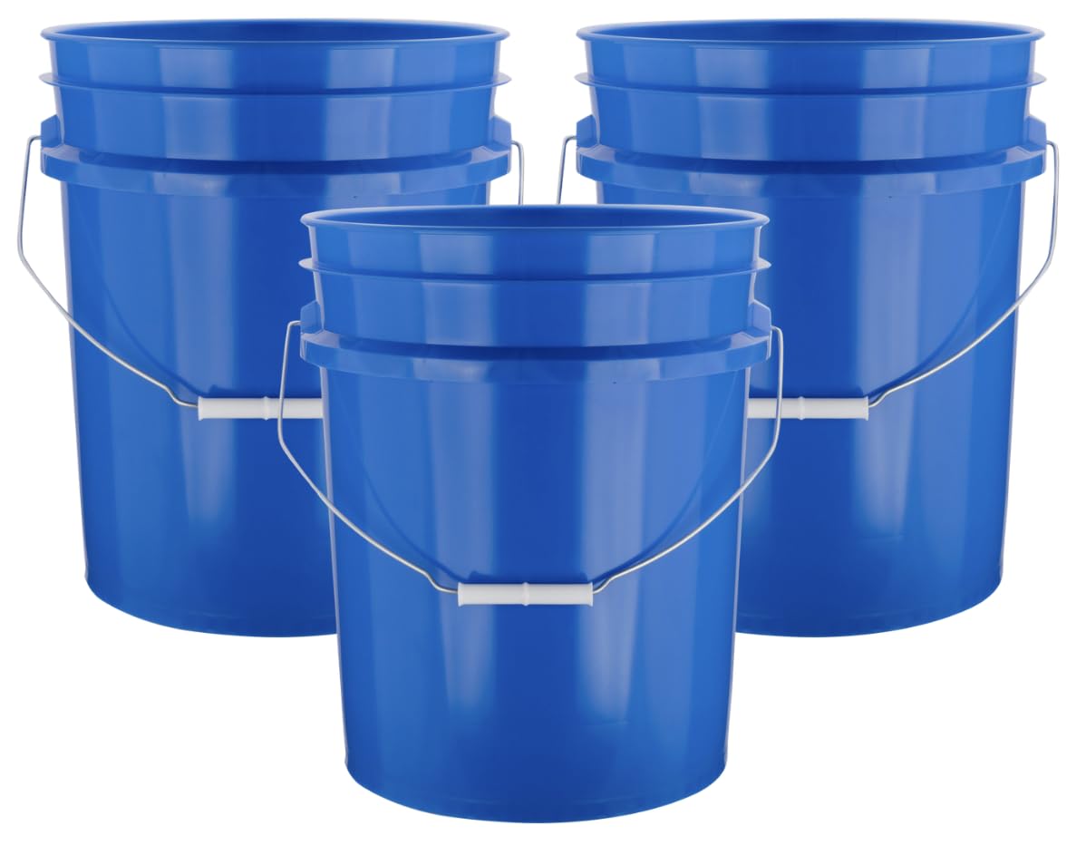 House Naturals 5 Gallon Premium HPDE Plastic Bucket - Made in USA Food Grade Container, BPA Free All Purpose Pail (5, Red)