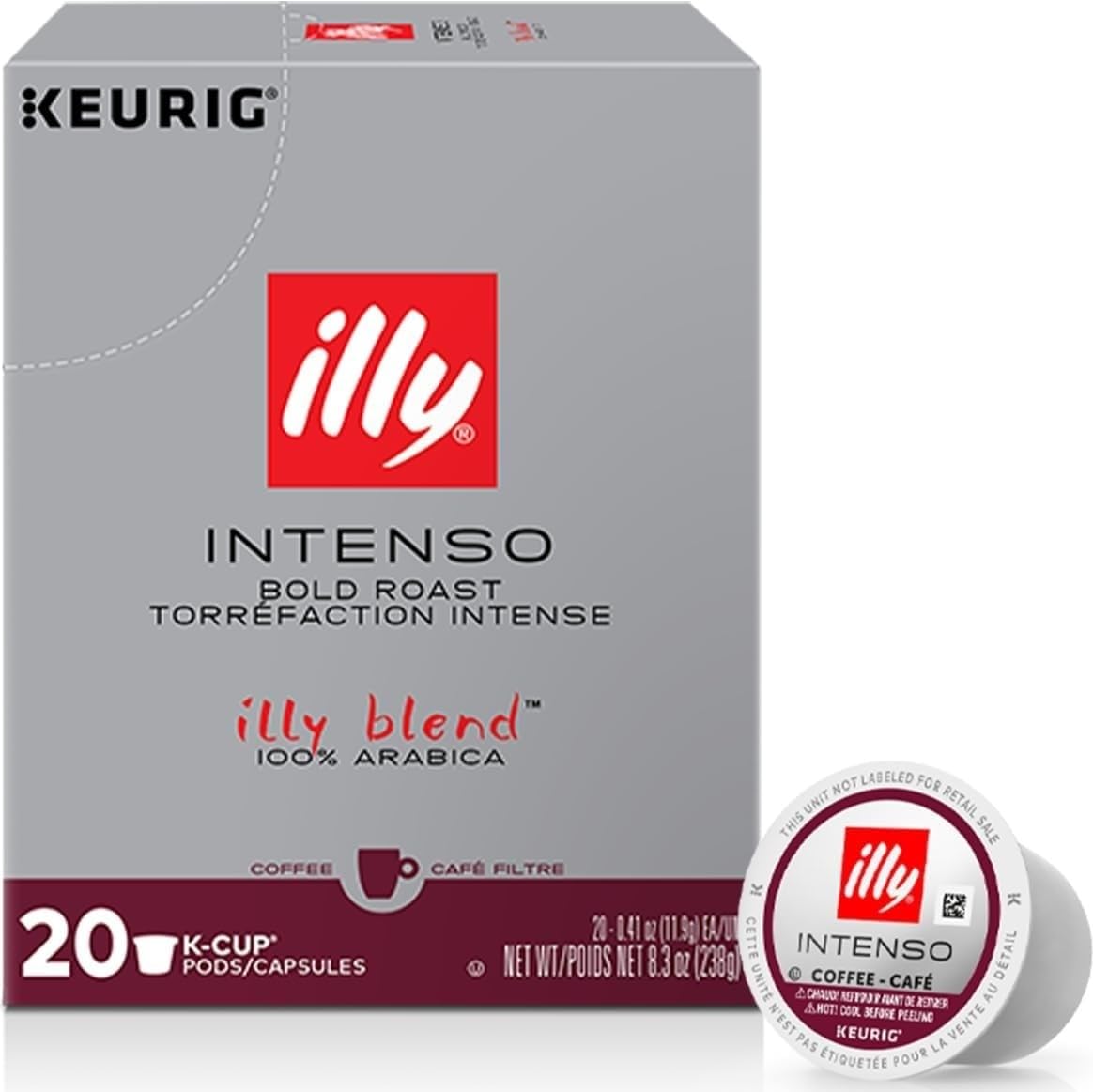 illy Coffee K Cup Pods, Intenso Dark Roast, 20 Count, 1 Pack