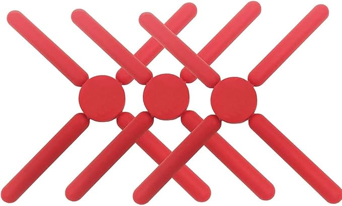 3/Pack Foldable Trivets Silicone, FENGCHEN Folding Trivets, Non-Slip Collapsible Cross Compact Design Expandable Silicone Pot Holder,Violet