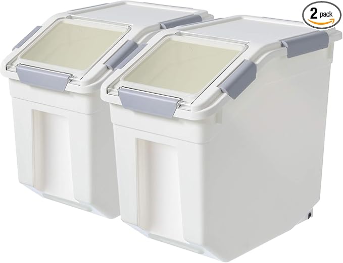 CITY BABY 2 Pack Airtight Flour Storage Container With Scoop,Dry Food, Sugar, Baking Supplies,Rice Container Set -BPA Free- Pet Food Storage Container,Dog Cat Birds Food Bin(13LB)