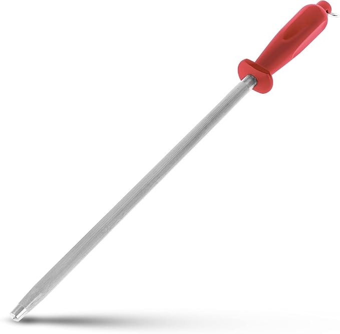 12-Inch Knife Sharpening Rod, Fine Carbon Honing Steel, Black Handle
