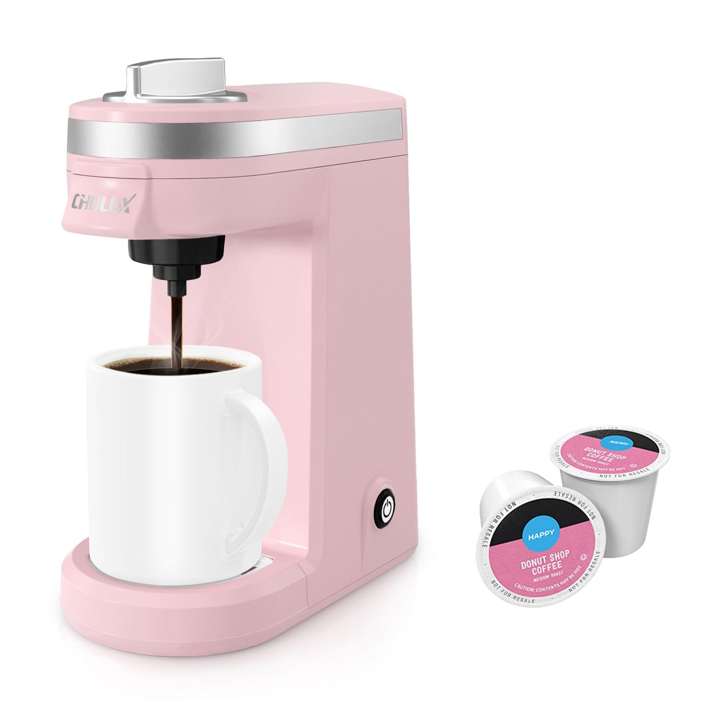 CHULUX Mini Single Serve Coffee Maker, Portable Pod Coffee Machine, White