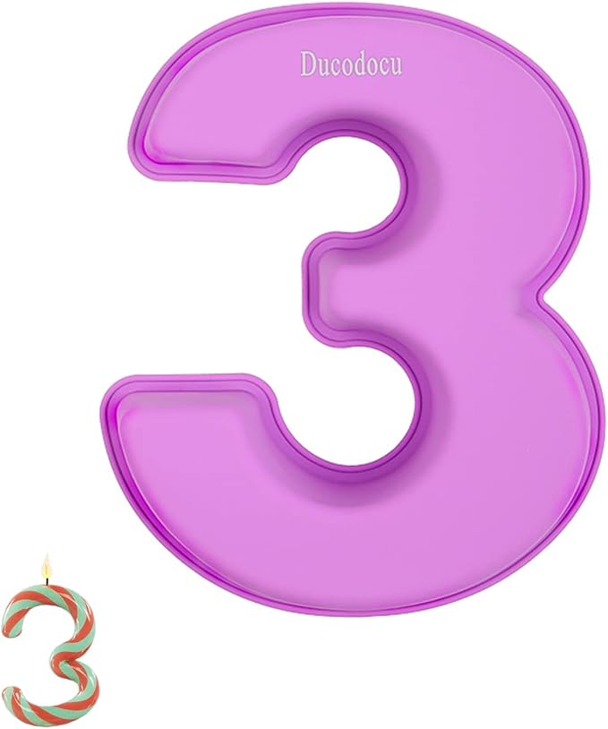 Ducodocu Large Silicone Number Cake Mould 3D Novelty Cake Pan DIY Baking Mold for Birthday Anniversary Number of 1 Purple