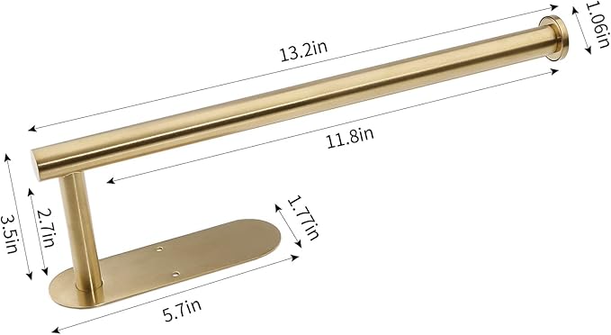 Paper Towels Rolls Holders- for Kitchen,Paper Towels Bulk- Self-Adhesive Under Cabinet,Both Available in Adhesive and Screws,Stainless Steel Paper Towel Holder(Gold)