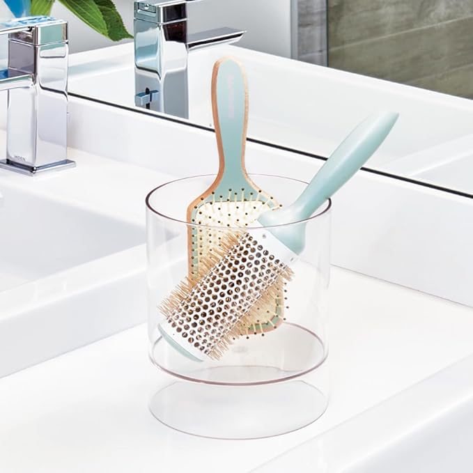 iDesign Hair Accessories Organizer Canister, The Clarity Collection – 6" x 6" x 7", Clear