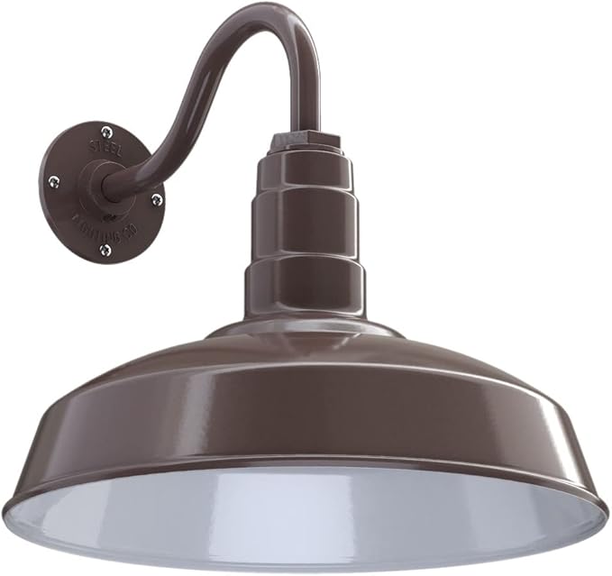 11" Straight Arm Barn Light Outdoor | Farmhouse | Modern Gray/Brass