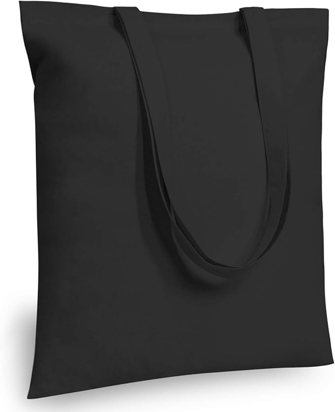 TOPDesign 5-Pack Economical 16"x15" Black Cotton Tote Bag, Lightweight Medium Reusable Grocery Shopping Cloth Bags, Suitable for DIY, Advertising, Promotion, Gift, Activity