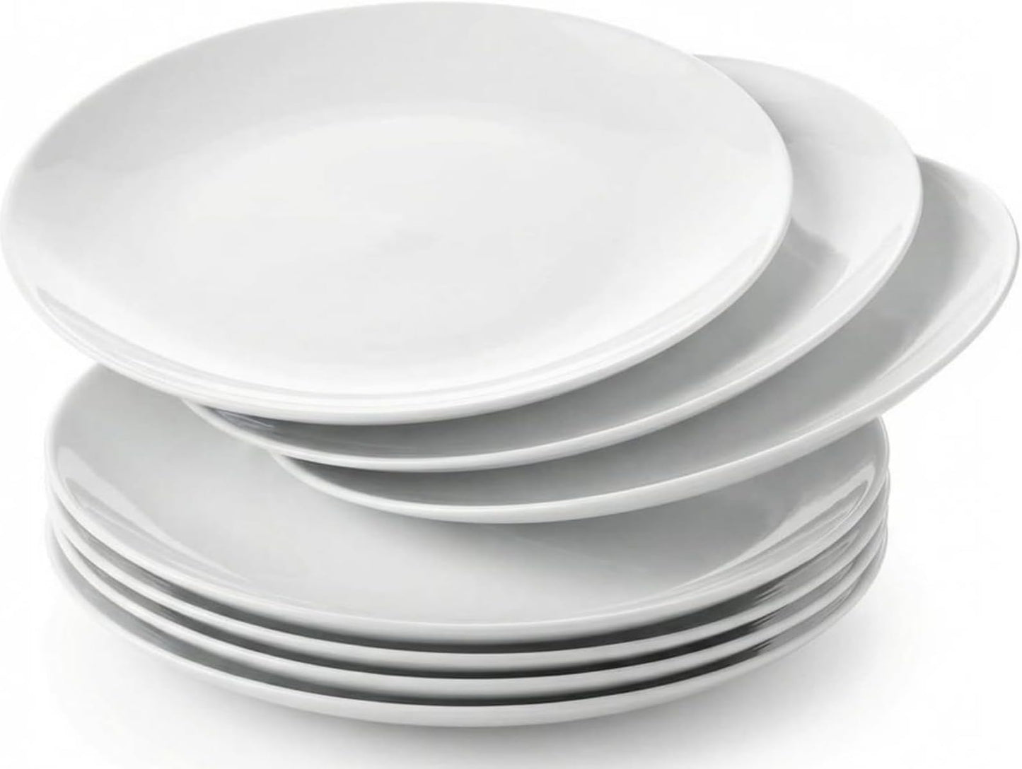 Corelle Vitrelle 6-Piece Salad Appetizer Plate Set Triple Layer Glass and Chip Resistant, 6-3/4-Inch Lightweight Round Plates, Winter Frost White