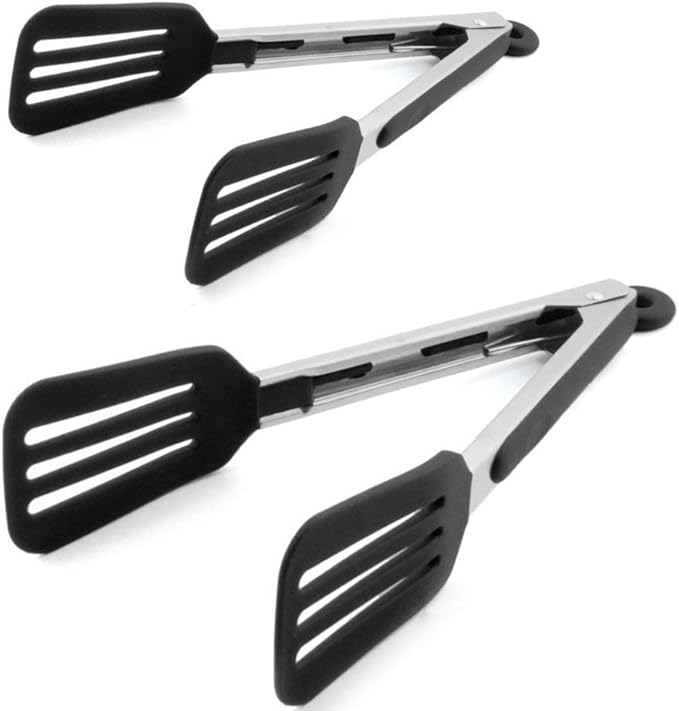 Cooking Tongs 9" and 12" Stainless Steel Kitchen Silicone Serving Tongs