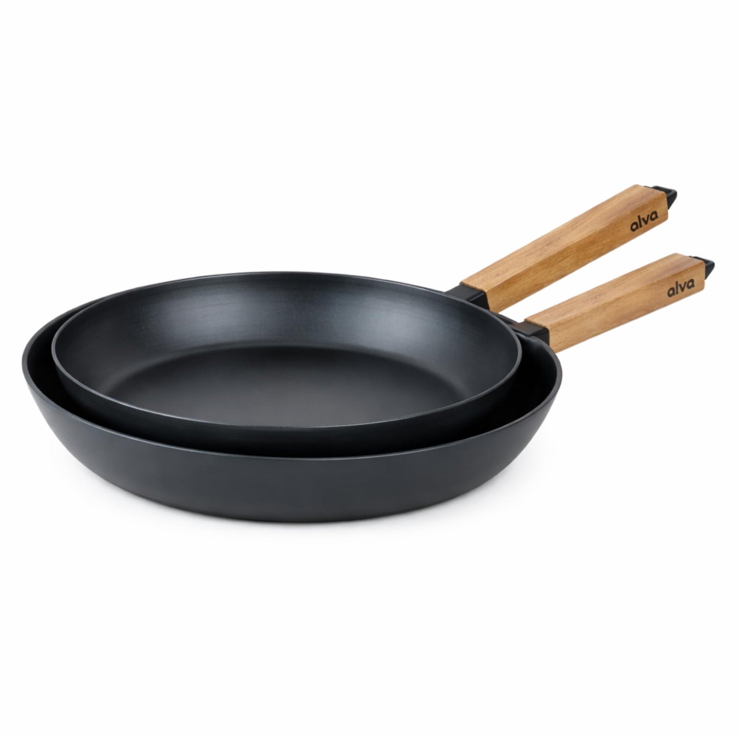 Alva Forest 8" Naturally Non Stick Carbon Steel Frying Pan with Wood Handle