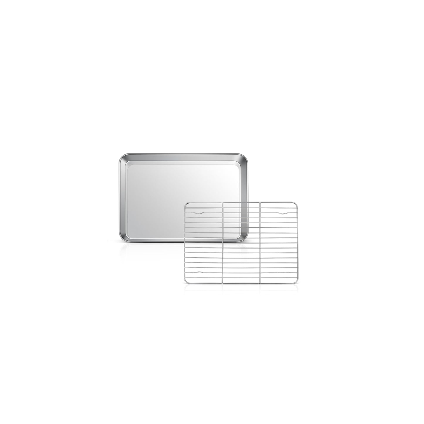 10.4” Baking Sheet Pan with Rack, Joyfair Stainless Steel Toaster Oven Tray