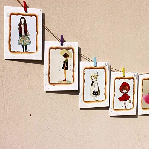 1.35 Inch Mini Clothes Pins for Photo100 Pcs with 32 Feet Jute Twine, Mini Clothes Pins for Crafts, Wooden Small Clothespins for Pictures, Tiny Decorative Clothespins for Baby Shower (10 Colors)