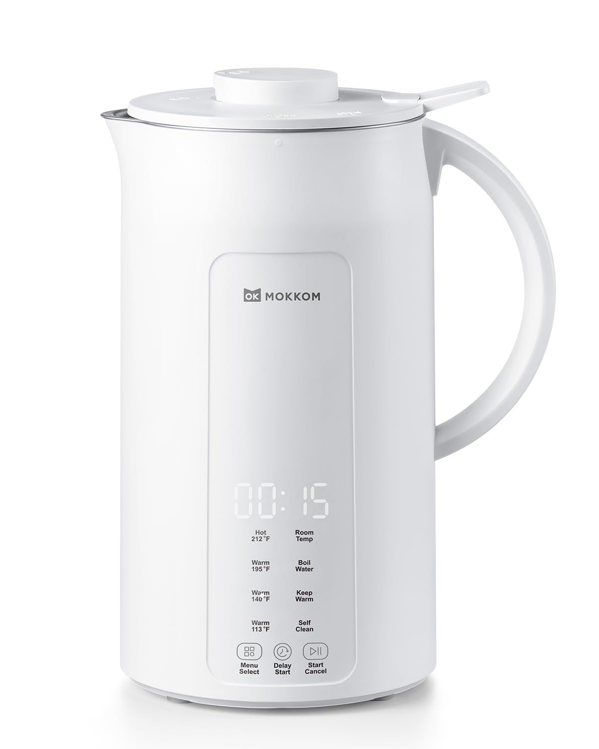 MOKKOM Nut Milk Maker, 42oz Automatic Almond Milk Machine for Homemade Plant-Based Milk, Oats, Soy, Dairy Free Beverages, Soy Milk Maker with Delay Start/Keep Warm/Self-Cleaning/Boiling, White