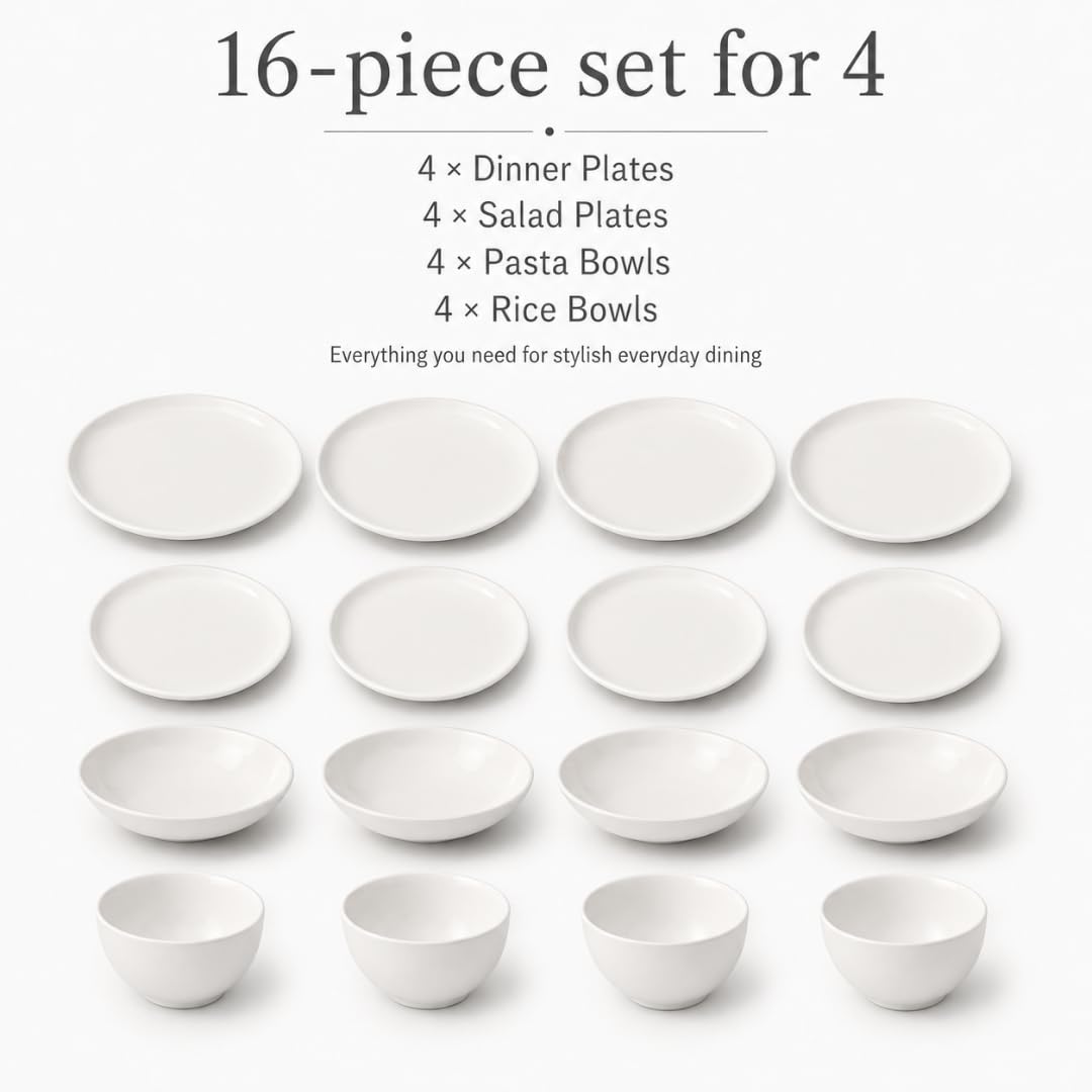 Villeroy & Boch Artesano Original 16 Piece Dinnerware Set, Creamy White