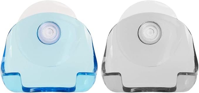 kwmobile 2x Razor Holder with Suction Cup - Self-Adhesive Shaver Wall Mount - Bathroom Organizer for Glass and Tiles - Black/Light Blue/Transparent