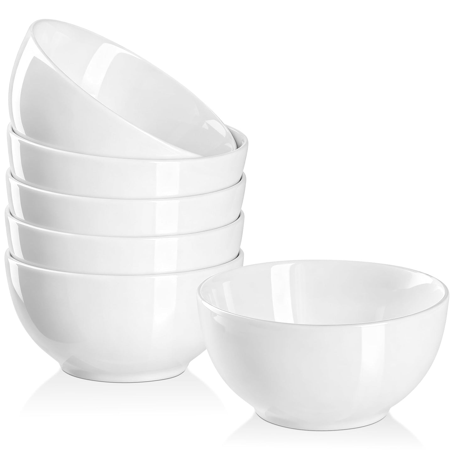 Yedio 10 OZ White Ceramic Soup Bowls of 6, Small Cereal Bowls for Kitchen