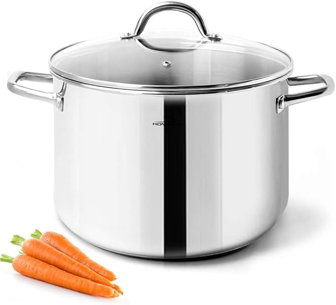 HOMICHEF Small Stock Pot 4 Quart Nickel Free Stainless Steel - Small 4Qt Stockpot With Glass Lid - Soup Pot Cooking Pot 4 Quart