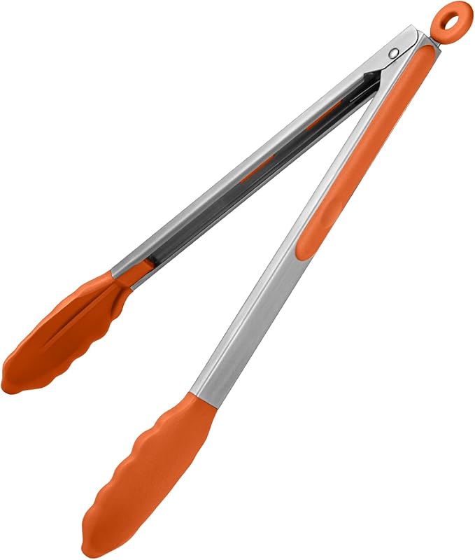 U-Taste Kitchen Tong for Cooking, 600ºF Heat-Resistant Silicone, 7in/Orange