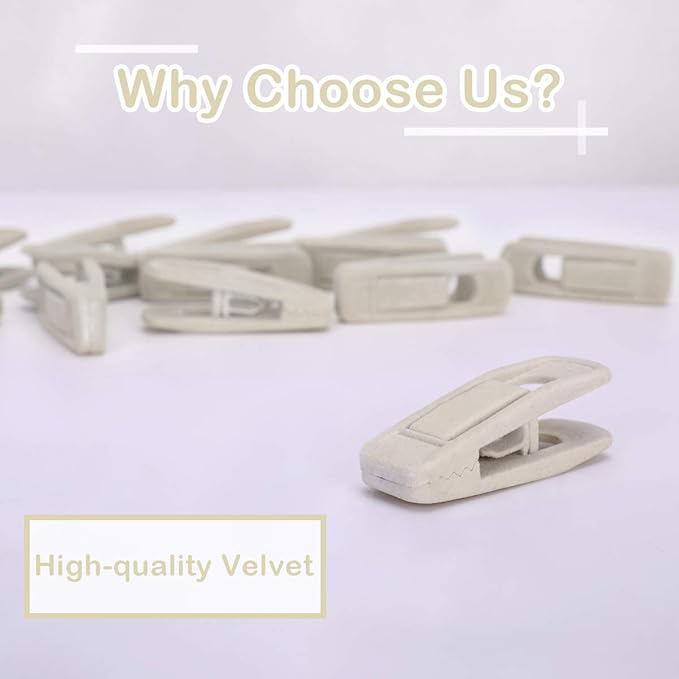 Trgowaul Velvet Hangers - Strong Finger Clips for Thin Pants (20pc, Beige)