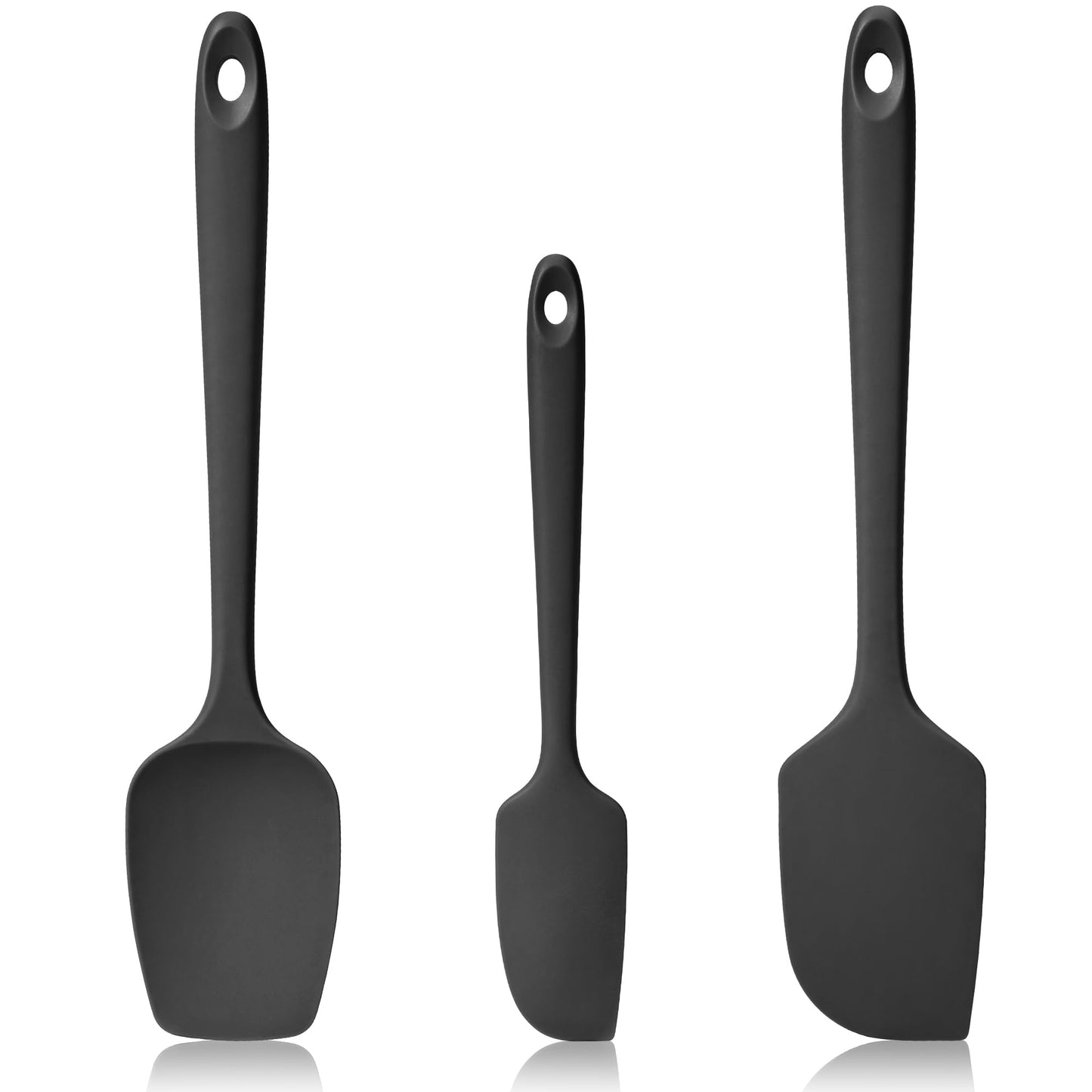 Lilybeam 600ºF Heat Resistant Silicone Spoon Spatula Set of 3, Aqua Sky